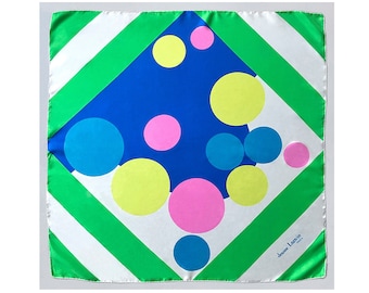 VTG 1950s JEANNE LANVIN 100% Silk Scarf Graphic Abstract Balls - Near Mint Condition !