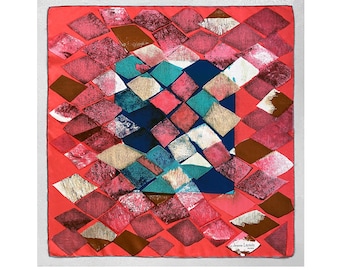 VTG 1950s JEANNE LANVIN 100% Silk Scarf Impressionistic Abstract Graphic - Almost Mint Condition !