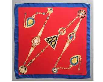 Vtg CARTIER 100% SILK SCARF Abstract Chain Jewellery Jewelry - Almost Mint Condition !