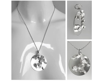Vtg PETER JENSEN 835 SILVER Necklace 3D Disc Modernist Copenhagen Denmark 1960s 1970s - Excellent Condition !