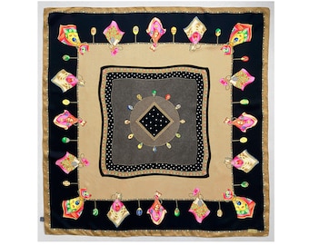 VTG FABERGÉ 100% SILK Scarf Decor w/ Eggs Pochet Scarves Kerchiefs 1990s - Excellent Condition !