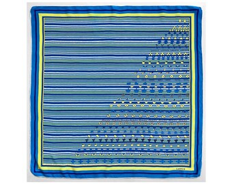 VTG LANVIN 100% Crêpe De Chine SILK Scarf Flowers Butterflies Fruits Stripes 1960s 1970s - Near Mint Condition !