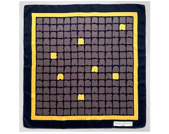 VTG PIERRE BALMAIN 100% Silk Scarf Graphic Abstract Belettering 1960s - Almost Mint Condition !