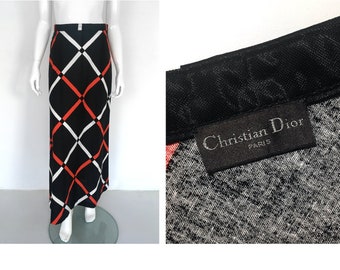 VTG CHRISTIAN DIOR 100% Cotton A-line Maxi Skirt Graphic Abstract 1960s 1970s - Mint Condition !