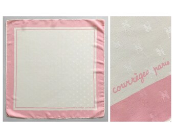 VTG ANDRÉ COURRÈGES 100% Jacquard Crêpe De Chine Silk Scarf Logo Abstract 1960s - Almost Mint Condition !
