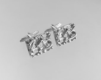 Vtg D.C.W/ROYAL Van KEMPEN & BEGEER 835 Silver Cufflinks Modernist Brutalist 1960s 1970s - Excellent Condition !