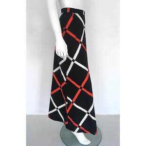 VTG CHRISTIAN DIOR 100% Cotton A-line Maxi Skirt Graphic Abstract 1960s 1970s - Mint Condition !