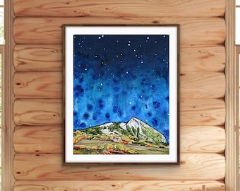 Crested Butte, Colorado Under Starry Skies Unframed Fine Art Paper Print by Paonia, CO Artist Robin Arthur | Ready to Hang, Various Sizes