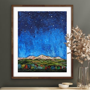 Colorado's North Fork Valley Under A Starry Night Unframed Fine Art Print on Paper by Paonia, CO Artist Robin Arthur Various Size Choices image 1