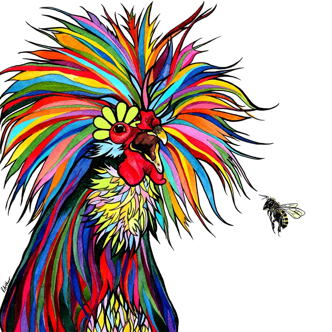 Chicken Art Print in Various Sizes! • Chicken, Rooster Art for Kitchens ...