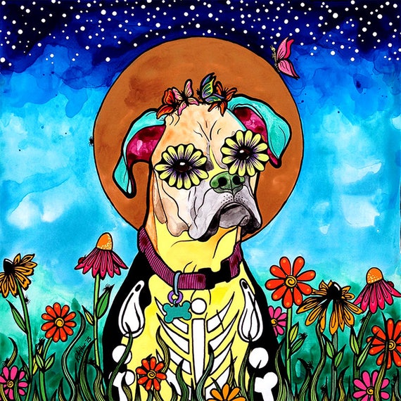 Boxer Perro Arte De La Pared Regalos Perros Mascota Retratos Etsy