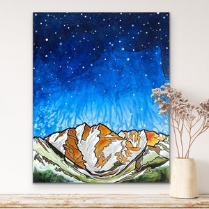 Maroon Bells and Starry Sky Near Aspen, Colorado Unframed Fine Art Canvas Print by Paonia, Colorado Artist Robin Arthur Ready to Hang image 5