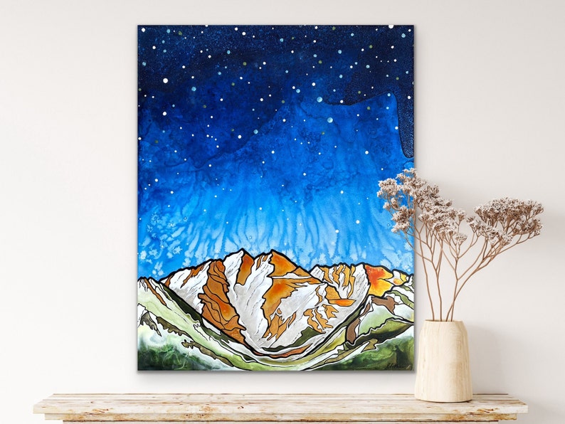 Maroon Bells and Starry Sky Near Aspen, Colorado Unframed Fine Art Canvas Print by Paonia, Colorado Artist Robin Arthur Ready to Hang image 5