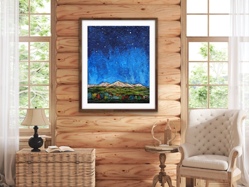 Colorado's North Fork Valley Under A Starry Night Unframed Fine Art Print on Paper by Paonia, CO Artist Robin Arthur Various Size Choices image 2