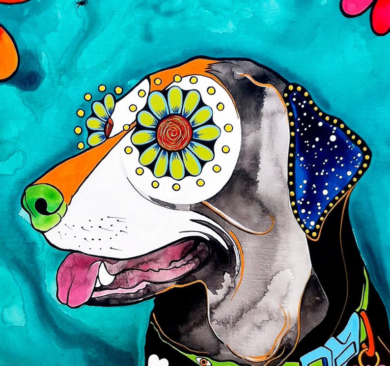 Labrador Retriever in the Sugar Skull Style Art Print by Etsy