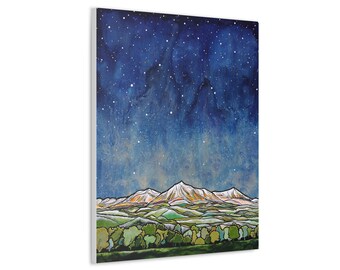 Colorado Rocky Mountains and Starry Night Sky Unframed Fine Art Canvas Print by Paonia, CO artist Robin Arthur, Ready to Hang, Various Sizes