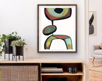 Mid Century Modern Figurative Abstract Art Print on Paper in Various Sizes • Matches Another Print in Store • Contemporary Abstract Figure