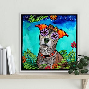 Sugar Skull Pit Bull Art Day of the Dead or Dia de los Muertos Style Art Print for Dog Lovers image 2