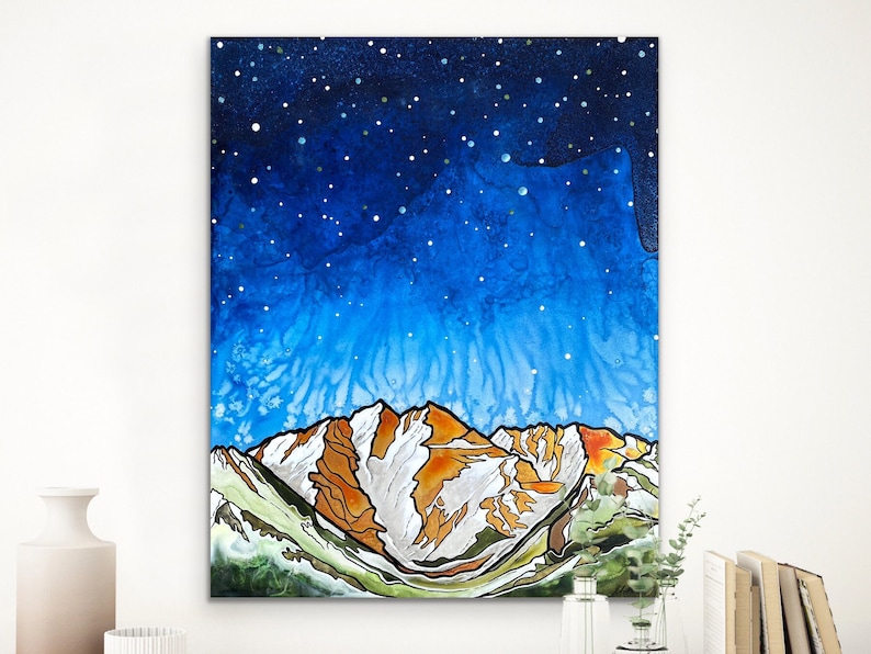 Maroon Bells and Starry Sky Near Aspen, Colorado Unframed Fine Art Canvas Print by Paonia, Colorado Artist Robin Arthur Ready to Hang image 4