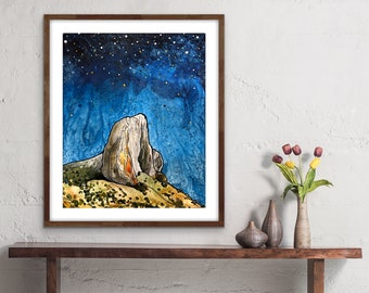 Western Colorado's Needlerock Under Starry Skies Unframed Fine Art Paper Print by Paonia, CO Artist Robin Arthur | Various Size Choices