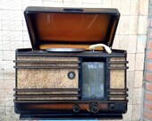 Vintage Radiogram wooden Turntable Vintage Record player Gramophone Retro - NOT Working - made in USSR in 50s - Soviet Union - Minsk R-7