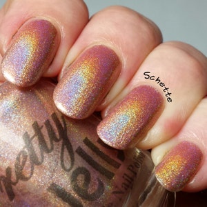 BLITHE Holographic Nail Polish: Custom Indie Lacquer Handmade Nude Neutral Strong Linear Holo Varnish