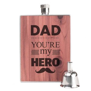 Hip Flask for Bridesmaid Gift Groomsman Gift Birthday Gift Custom Flask for Men Engraved Flask for Women - Dad, You&#39;re my Hero 3oz Flask