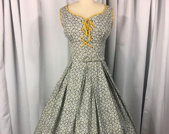 1950's Floral Print Cotton Sun Dress Size M