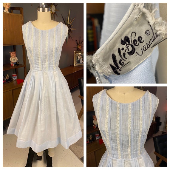 1950’s Sheer Ruffled Powder Blue Full Skirted Dres