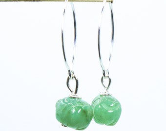 green jade earrings, green gem earrings, light green earrings, jade drop earrings, jade stone earrings, special gifts for girlfriend