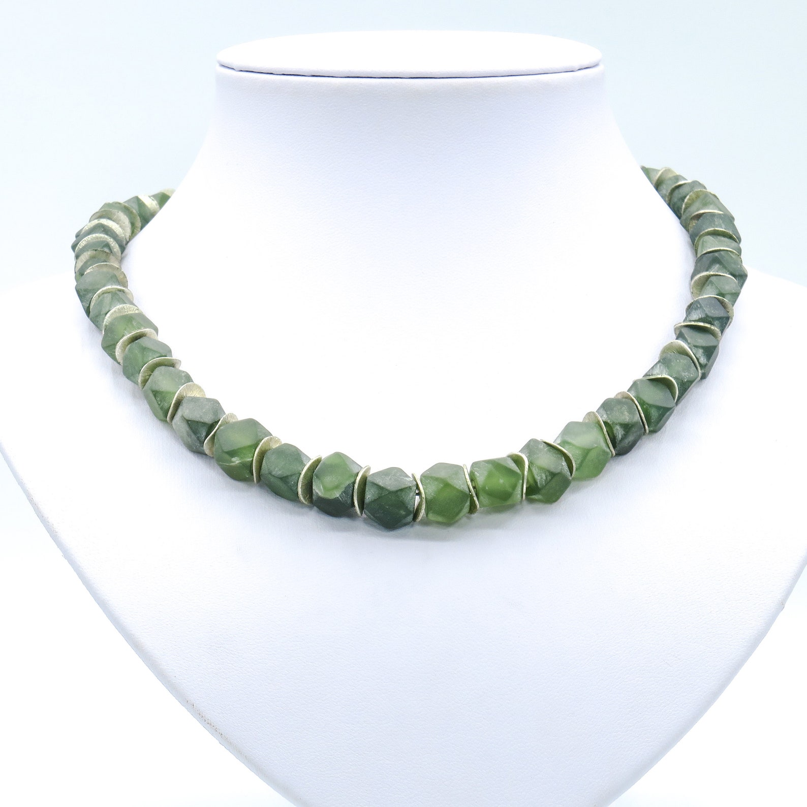 Green Chunky Necklace Green Gem Necklace Green Choker Etsy