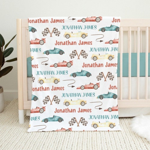 Personalized Race Car Baby Blanket Baby Boy Blanket Baby Etsy