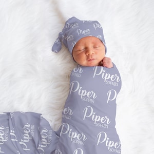 BABY GIRL PERSONALIZED Swaddle Blanket, Baby Name Blanket, Infant Girl Headband, Baby Shower Gift, Coming Home Outfit, Newborn Swaddle