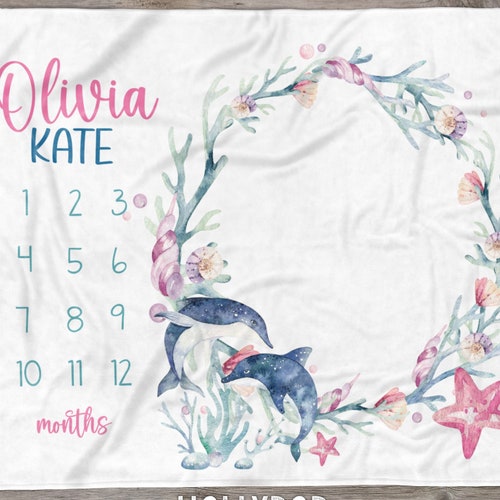 Under the Sea Baby Milestone Blanket Whale Baby Blanket Etsy