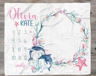 Name Blanket Swaddle Blanket Organic Baby Blanket Organic Swaddle Dolphin Blanket Ocean Theme Ocean Nursery
