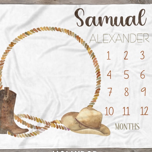 Bull Milestone Blanket Custom Western Name Blanket Etsy