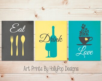 Teal Kitchen Decor Etsy