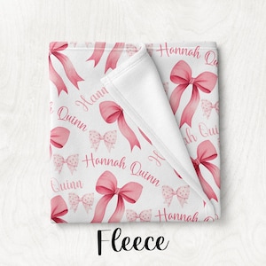 PERSONALIZED COQUETTE BLANKET, Pink Bow Blanket, Personalized Baby Girl Blanket, Pink Baby Blanket, Bow Theme Girl Gift, Bow Name Blanket imagen 5