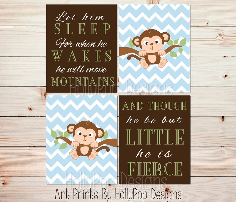 Let Him Sleep nursery wall art Monkey wall decor Boy nursery Etsy