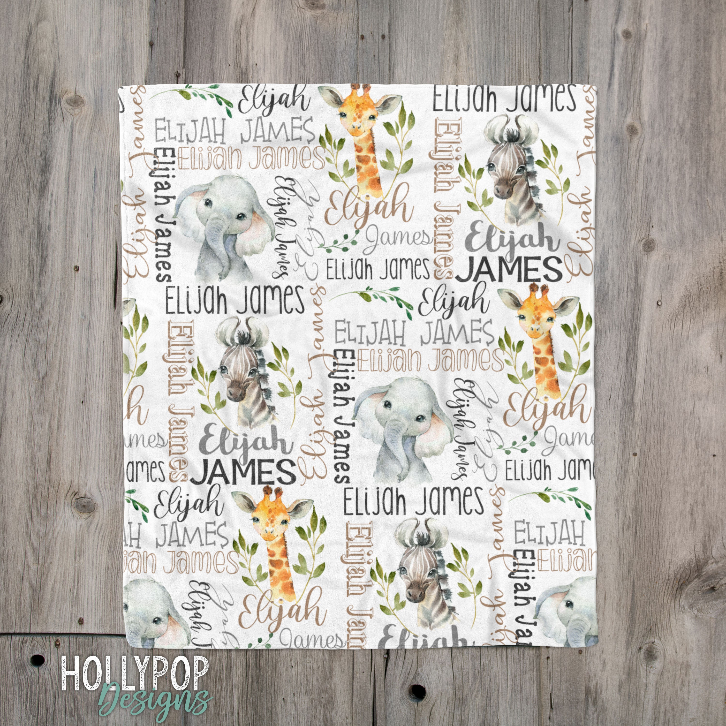 Baby Boy Safari Blanket, Custom Name Boy Blanket, Personalized Safari…