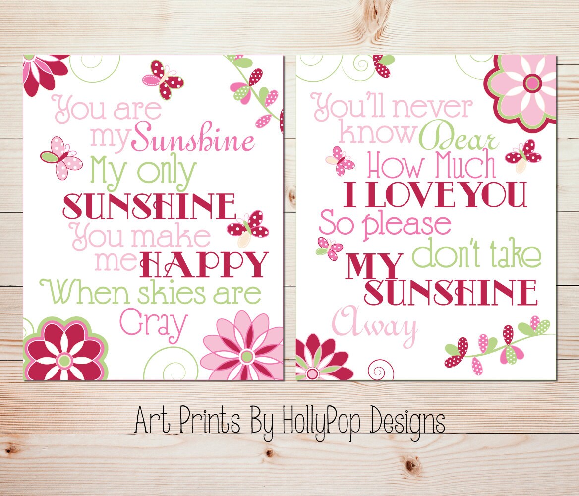 Sunshine art Baby girl wall decor You are my sunshine Baby art Etsy