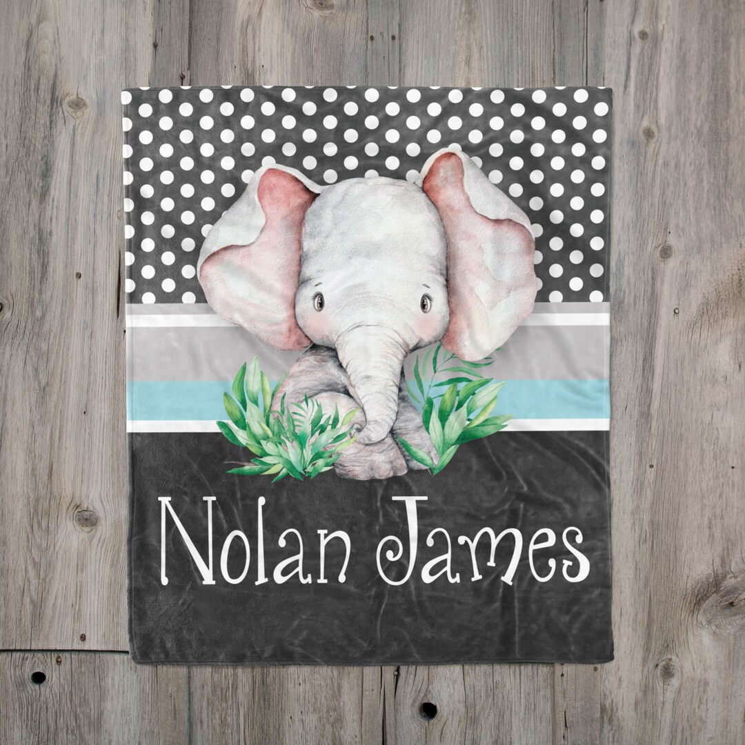 Gray Baby Boy Elephant Blanket Toddler Boy Blanket Personalized Baby Blanket Safari Theme Baby New Baby Gift Custom Name Blanket Boy Etsy Canada