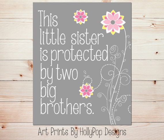 Baby Girl Art Little Sister Print Floral Nursery Quote Etsy