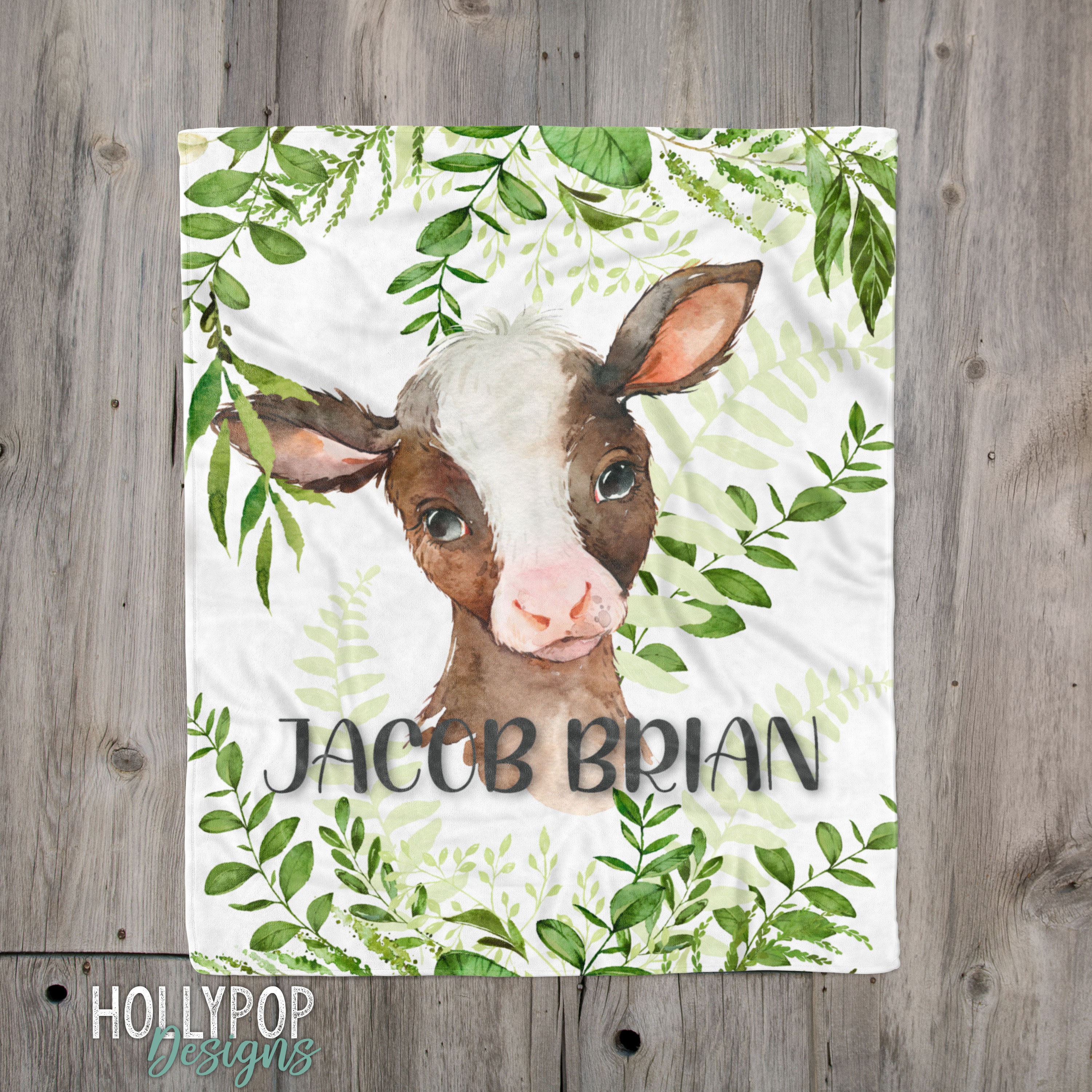 Baby Boy Calf Blanket Baby Cow Name Blanket Farm Animal Etsy