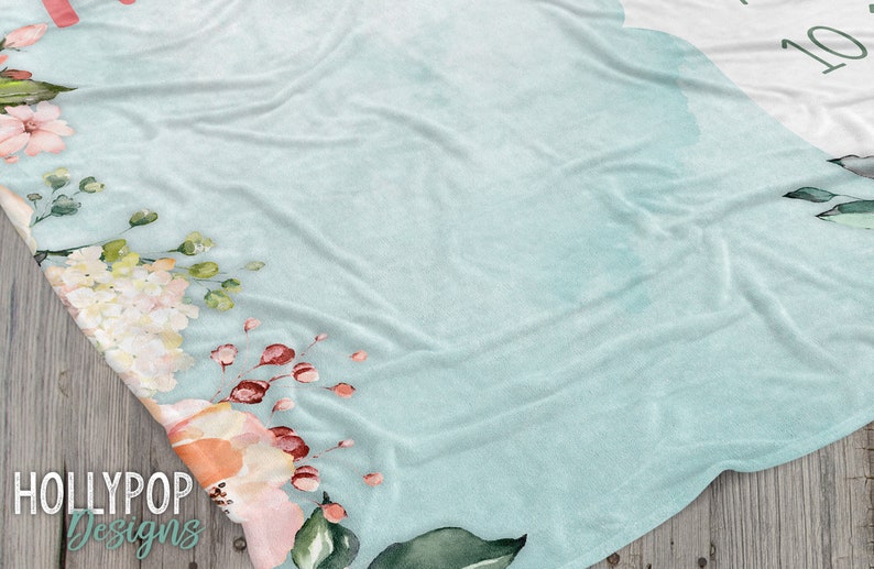 Floral Baby Girl Monthly Growth Blanket Floral Milestone Etsy