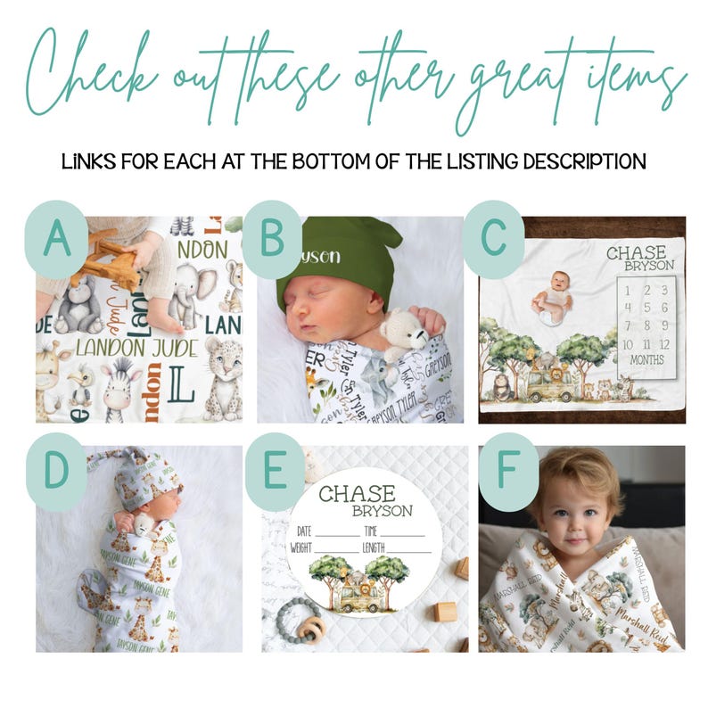 PERSONALIZED BABY BOY Blanket, Safari Name Blanket Baby Boy, Custom Boy Safari Animals Blanket, Baby Boy Gift, Custom Baby Animals Blanket zdjęcie 3