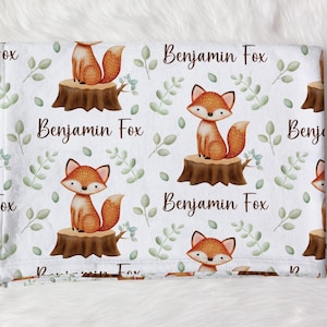 Baby Boy Personalized Fox Name Blanket, Fox Baby Name Blanket, Minky Baby Blanket, Fox Baby Boy Blanket, Baby Shower Gift, Sherpa Blanket