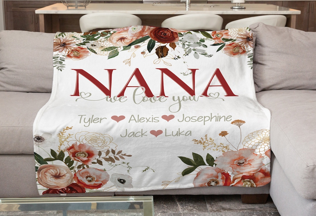 Custom Blanket for Nana, Personalized Grandmother Blanket, Gift for Mom