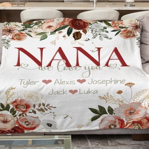 Custom Blanket for Nana, Personalized Grandmother Blanket, Gift for Mom,  Mothers&#39; Day Gift, We Love You Mom Blanket, Gift from Kids to Mom