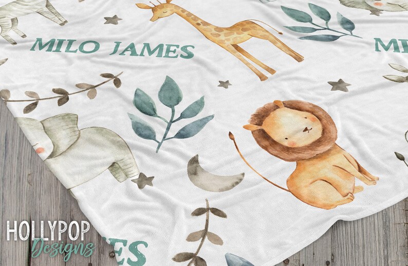 Safari Baby Blanket Personalized Baby Blanket Safari Animals Etsy